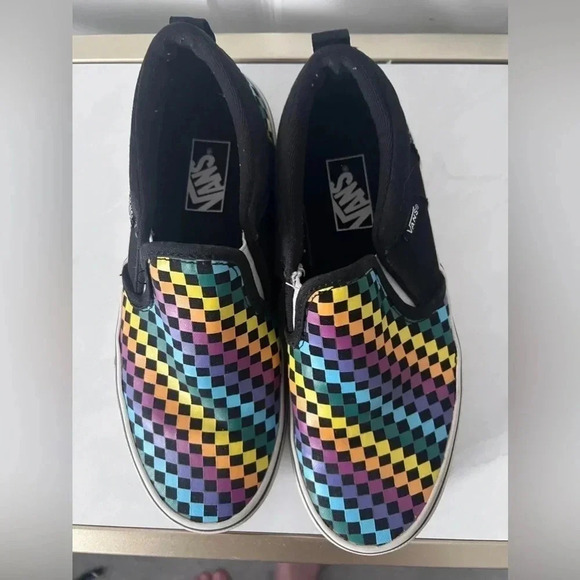 Vans | Off The Wall  Kids Slip On Rainbow Sneakers | Size 3 - Picture 4 of 11